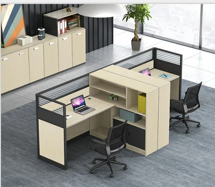 Office desk simple and modern workstation with cabinet staff desk 2 people front and rear 4/6 staff desk and chair combination