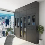 Office furniture metal storage double glass 2 door file cabinet