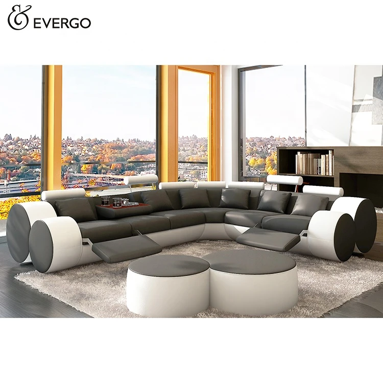 original design modern design genuine leather recliner sofa set with coffee table