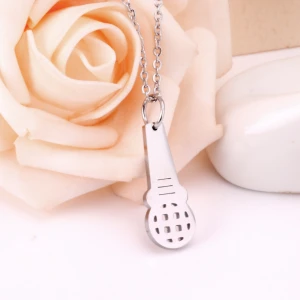 partysu three-color optional hollow microphone-shaped pendant necklace