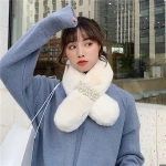 Pearl Fur Collar Faux Fur Imitate Rex Rabbit Fur Scarf Womens Autumn And Winter New Cute Sister Student All-matching Warm Scarf
