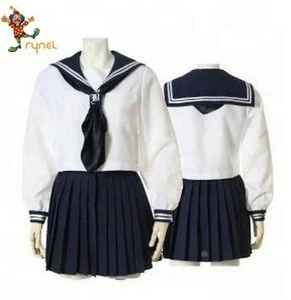 PGWC2395 Fahion Japan Women Student Sailor Style School Uniform Long Pleated Skirt Girls Suit School Uniform