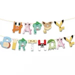 Pikachu Theme Birthday Party Decoration Set Happy Birthday Letter Pull Flag Children Birthday Party Supplies Cartoon Cake Topper