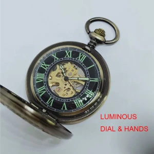 PM7022 popular men gifts antique bronze color gold mechanical luminous hands old pocket watch