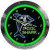 POOL SHARK custom neon light clock sign china 15 inches round neon glass wall clock