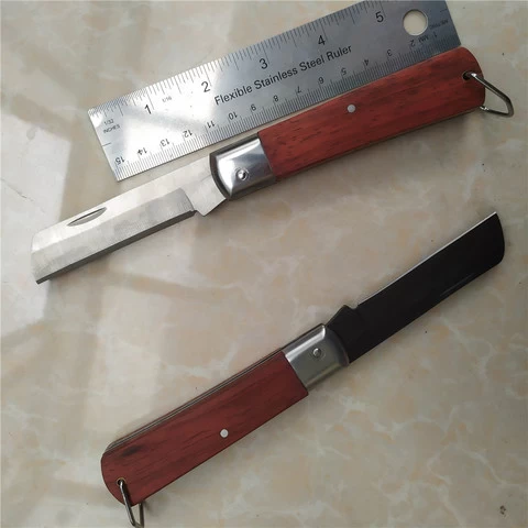 Popular rosewood handle fold back pocket Knife, Multi folding 3cr13 Stainless Steel black blade utility knife