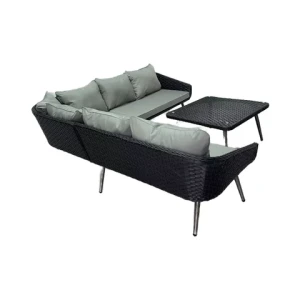 Portable Outdoor Table and Chair Sets Rattan Garden Furniture with Steel Frame for Living Room Kitchen Bedroom and Exteriors