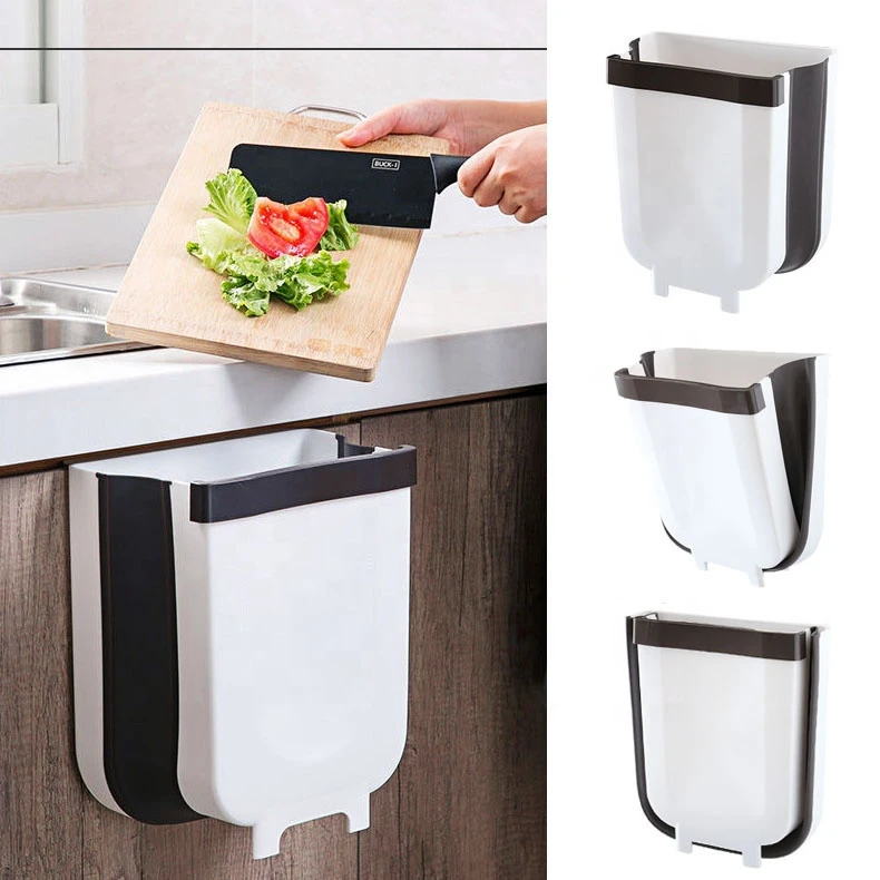 Portable Small Collapsible Foldable Hanging Trash Holder Waste Bins for Kitchen Bathroom Bedroom Office Car