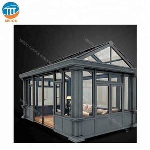 Prefabricated aluminum frame lows sunroom double glass green house