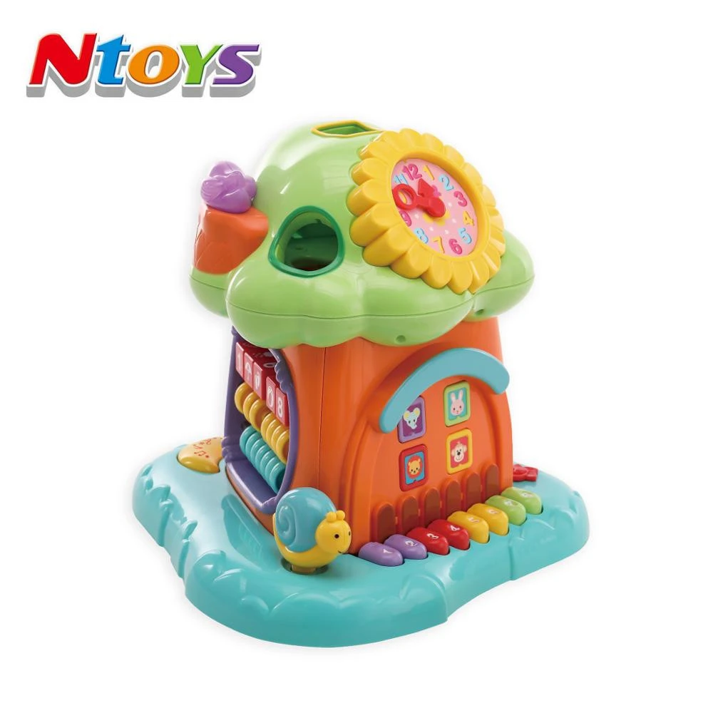 Preschool infant battery operated Musical treehouse learn numbers, shape, animals, clock, with  light &amp; sounds