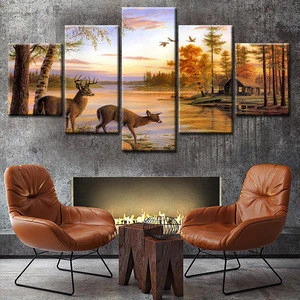 Chinese Landscape Canvas Painting Deer Wall Picture Poster Art Prints Home Decor