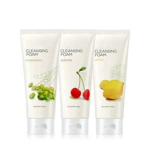 Private label deep cleansing oil control natural lemon mung beans facial cleansing foam