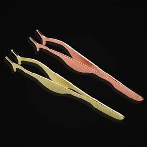 Private Label Stainless Steel Rose Gold Eyelash Extension Tweezers  Applicator