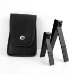 Professional Black Nail Clipper Set for Stainless Steel Fingernails & Toenails Clippers Sharp Mens Nail Clipper Set in PU pouch