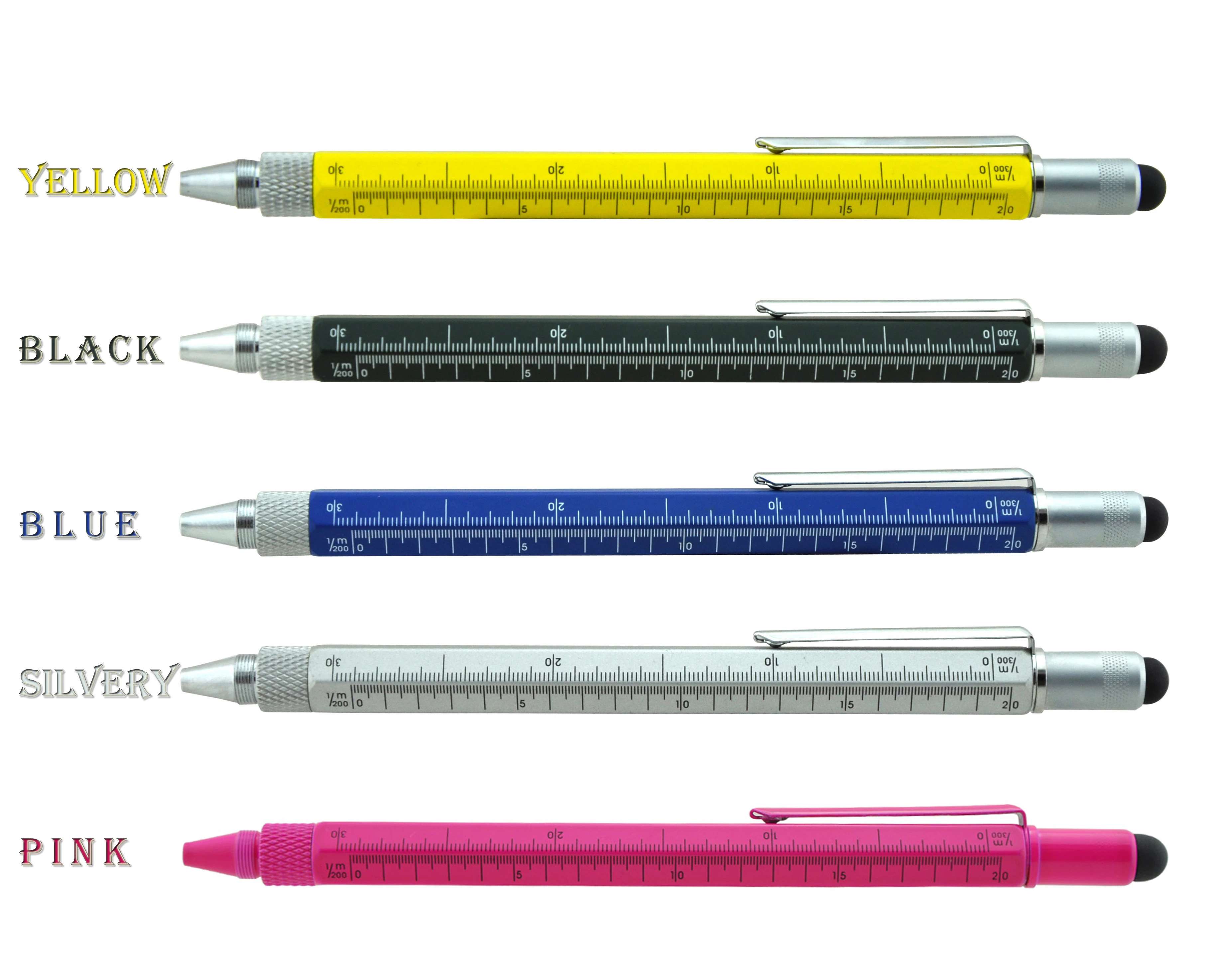 Promotional gift multi functional metal tool pen, multitool 6 in 1 aluminum tool pen