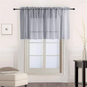 Pure Color Sheer Short Curtains Valance Tie