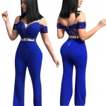 Purple Pink Lace Bodysuit Plus Size Jumpsuits for Women Halter Neck One Piece Bodysuits Suspender Loose Jumpsuit