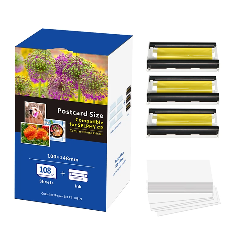 Puty Compatible selphy cp1300 photo printer paper 108 Sheets paper for cp1300 cp1200 cp1000