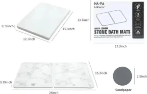 Quick Drying Stone Bath  Absorbent Diatomaceous Earth Shower Mat for Bathroom Floor-with Silicone Protective Cove Non-Slip