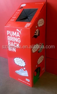 Recyclable cardboard container with EVA for charity used, custom design paper shoe recycle bin
