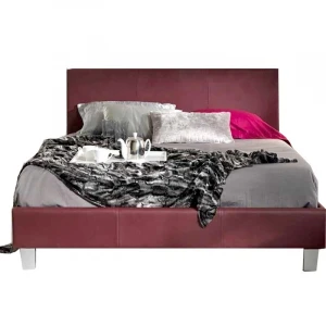red color double 4ft6 leather bed