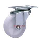 Replacement white single wheel light duty swivel plate plastic caster for furniture and rack