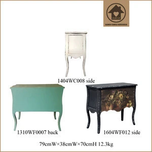 Retro Wooden Chest Antique Painted Cabinet Vintage Home Decoration Furniture