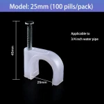 Round Flat Hook C Shape Plastic PE Cable Clips With Steel Nail cable staple