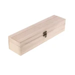 Rustic natural rectangle unfinished pine wood gift box with lid and clasp