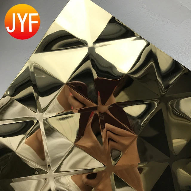 S400 304 Gold Colored  Embossing Decorative Stainless Steel Sheet 304 8K Mirror Stainless Steel Sheet
