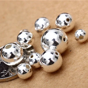 S925 Sterling Silver Smooth Round Ball Beads , Multi Size,DIY Accessories For Necklace Bracelet