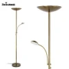 Savia modern indoor decorative iron antique brass dimming standing led floor lamp with reading light for home hotel coffee shop