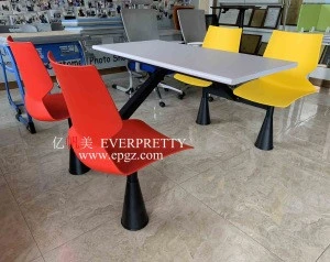 School Restaurant Furniture Canteen Plastic Table and Chair for Four