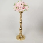 Set of 3 gold metal flower vase with candle holder