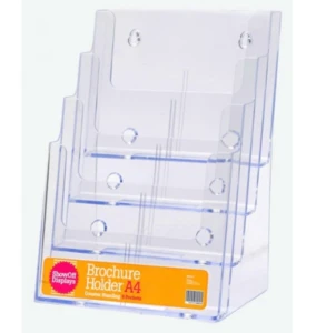 Shop clear table top acrylic A5 4 tiers brochure display holder, magazine rack