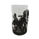 Simple pattern with glass Candle Holders, patterned cat, home decor, black