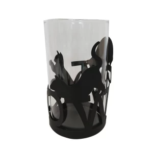 Simple pattern with glass Candle Holders, patterned cat, home decor, black