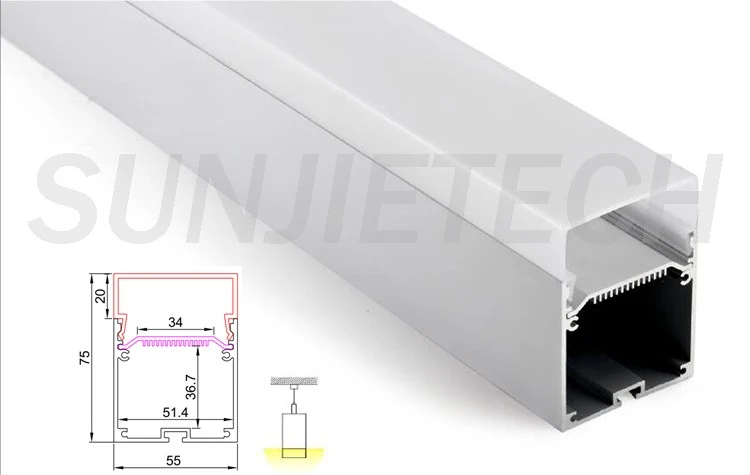 SJ-ALP5575 Sunjie  Architectural LED Profile Gypsum Plaster Aluminium LED Profile