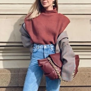 Sleeveless Winter Autumn Fashion Casual Turtleneck Knitted Women Sweater Vest Tops Basic Jumper Shoulder Pads Female 2020