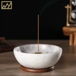 Small Portable Marble Incense Holder New Design Luxury Buddha Ramadan Round Bowl Marble Set Stick Holder Incense Burner