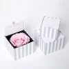 Small square single rose flower box preserved fresh flower box with plastic sleeve