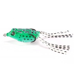 Soft Plastic Bag Packaging Topwater Snakehead Artificial Bait 3D Eyes Frog Jumping Fishing Lures