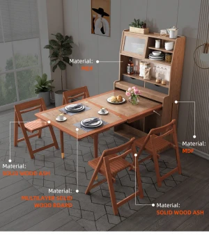 Space-saving Dining Room Table With Spice Rack Wooden Frame Foldable Dining Tables design
