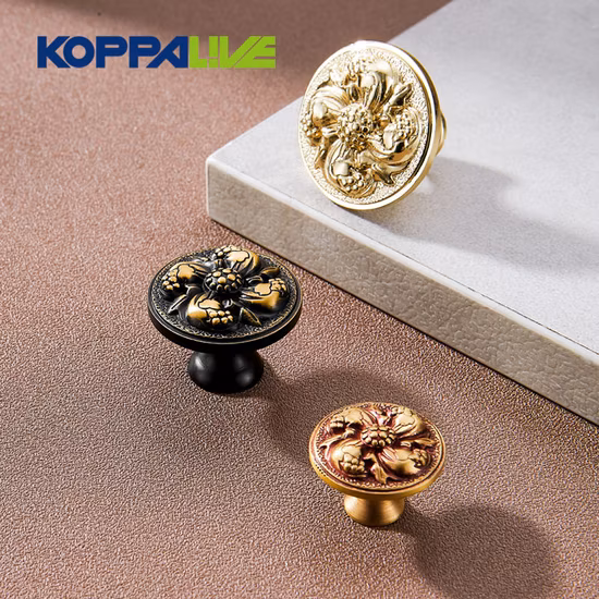 Koppalive Ornate Dresser Knobs Large Flower Antique Brass Drawer Cabinet Door Knob