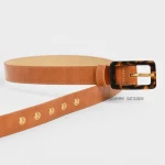 SS22 Women tortoiseshell print plastic resin buckle crocodile women ladies leather belt