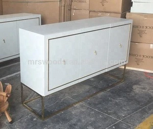 Stainless steel base painted wooden doors gold sideboard