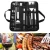 Import Stainless steel BBQ grill tool set with kebab meat skewer corn holder spatula basting brush carrying bag barbecue accessories from China