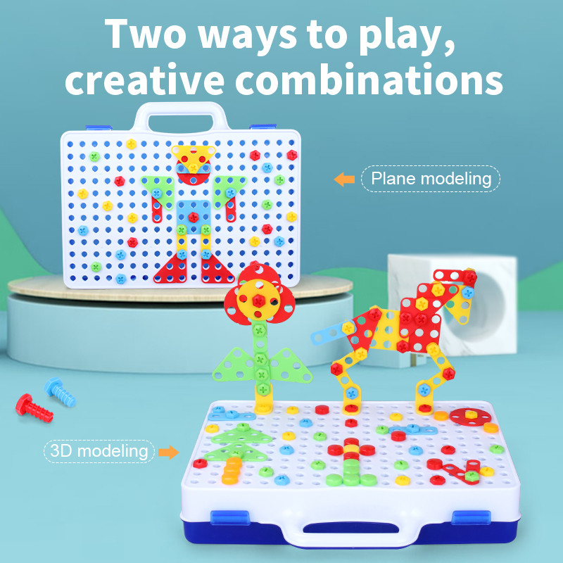 Buy Steam Stem Toys Diy Puzzle Plastic Screw Plate Toys Building Blocks ...