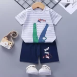 Summer Childrens Clothes Cotton Shorts Short Sleeve Casual Two-Piece Suit