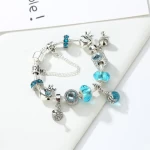 Summer water blue crystal glass beaded bracelet travel commemorative bracelet Valentines Day gift factory wholesale